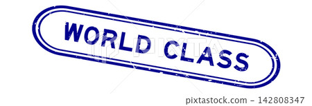 Grunge blue world class word rubber seal stamp on white background Grunge blue world class word rubber seal stamp on white background 142808347