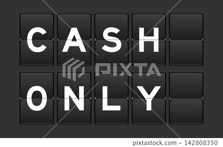 Black color analog flip board with word cash only on gray background Black color analog flip board with word cash only on gray background 142808350