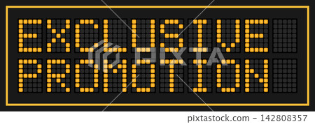 Orange color led banner in word special promotion on black background Orange color led banner in word special promotion on black background 142808357
