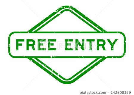 Grunge green free entry word rubber seal stamp on white background Grunge green free entry word rubber seal stamp on white background 142808359