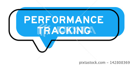 Speech banner and blue shade with word performance tracking on white background Speech banner and blue shade with word performance tracking on white background 142808369
