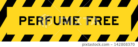 Yellow and black color with line striped label banner with word perfume free Yellow and black color with line striped label banner with word perfume free 142808370