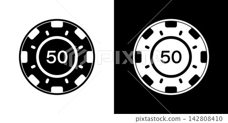 Casino Chip With Number 50 Solid Icon Set. Gambling, Betting, And Gaming Silhouette Symbol Collection. Poker, Casino Games, And Entertainment. Isolated Vector Illustration Casino Chip With Number 50 Solid Icon Set. Gambling, Betting, And Gaming Silhouette Symbol Collection. Poker, Casino Games, And Entertainment. Isolated Vector Illustration 142808410