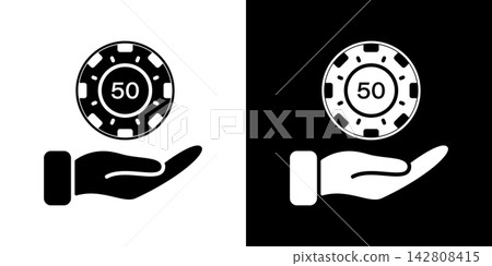 Hand Holding Casino Chip Solid Icon Set. Gambling, Betting, And Casino Gaming Silhouette Symbol Collection. Risk And Reward Concept. Isolated Vector Illustration Hand Holding Casino Chip Solid Icon Set. Gambling, Betting, And Casino Gaming Silhouette Symbol Collection. Risk And Reward Concept. Isolated Vector Illustration 142808415