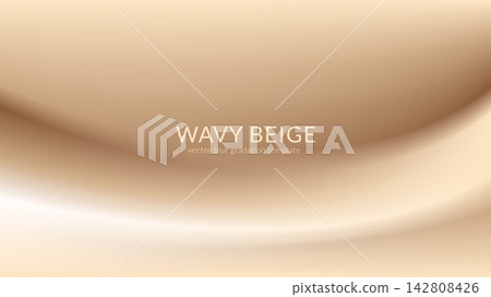 Neutral gradient background with an ivory wave and champagne shading. Minimal vector backdrop with smooth curves and balanced copy space. Wide template for wellness advertising or presentation cover 142808426