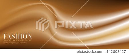 Wave brown background with layered mocha ribbons and amber highlights. Abstract vector backdrop with satin contours and open copy space. Wide design for coffee advertising or presentation covers Wave brown background with layered mocha ribbons and amber highlights. Abstract vector backdrop with satin contours and open copy space. Wide design for coffee advertising or presentation covers 142808427