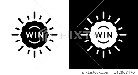 Winning Badge With Radiating Lines Solid Icon Set. Achievement, Success, And Victory Silhouette Symbol Collection. Motivation And Reward Representation. Isolated Vector Illustration Winning Badge With Radiating Lines Solid Icon Set. Achievement, Success, And Victory Silhouette Symbol Collection. Motivation And Reward Representation. Isolated Vector Illustration 142808470
