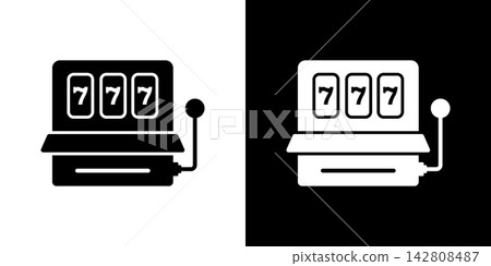 Slot Machine With Triple Sevens Solid Icon Set. Gambling, Casino Winning, And Jackpot Silhouette Symbol Collection. Luck And Entertainment Concept. Isolated Vector Illustration Slot Machine With Triple Sevens Solid Icon Set. Gambling, Casino Winning, And Jackpot Silhouette Symbol Collection. Luck And Entertainment Concept. Isolated Vector Illustration 142808487