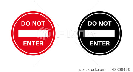 Do Not Enter Traffic Sign Solid Icon Set. Road Safety, Traffic Regulation, And Access Restriction Silhouette Symbol Collection. Warning Signage. Isolated Vector Illustration 142808498