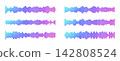 Vibrant gradient music icon with soundwave pattern and audio frequency bars. 142808524