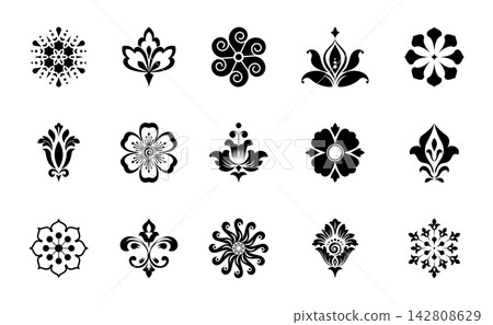 Flower icons set. Isolated elements for design. Vector graphics. Flower collection Flower icons set. Isolated elements for design. Vector graphics. Flower collection 142808629