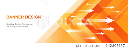 Modern banner design with orange arrows, geometric layers, dynamic motion, abstract shapes, yellow gradients, white background, and clean corporate vector layout. Modern banner design with orange arrows, geometric layers, dynamic motion, abstract shapes, yellow gradients, white background, and clean corporate vector layout. 142808637