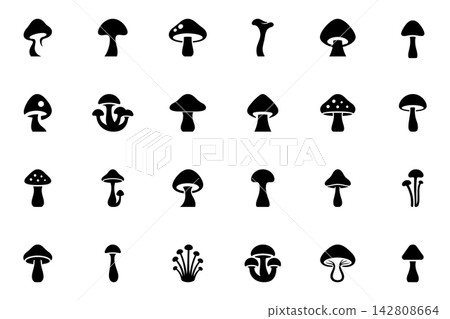 Set of assorted mushroom vector shapes Set of assorted mushroom vector shapes 142808664