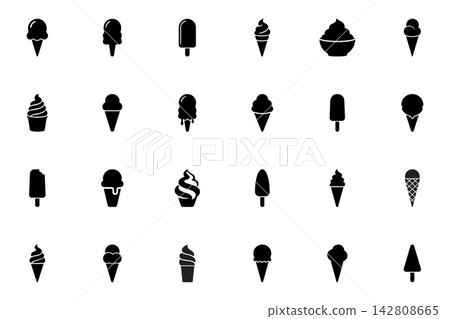 Set of ice cream and popsicle vector shapes Set of ice cream and popsicle vector shapes 142808665