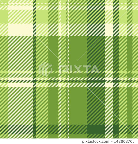 Twill tartan textile plaid, holiday seamless pattern fabric. Checkered texture background vector check in green and lime colors. 142808703