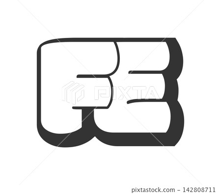 FE logo, bubble comic lettering, rounded in graffiti style black and white silhouette. Trendy preschool F and E letter text for festival party, personal initials, children funky print and web. FE logo, bubble comic lettering, rounded in graffiti style black and white silhouette. Trendy preschool F and E letter text for festival party, personal initials, children funky print and web. 142808711