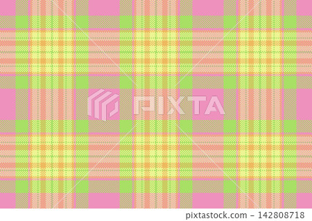 Micro textile fabric texture, curve pattern check plaid. Mid background tartan seamless vector in pink and green colors. Micro textile fabric texture, curve pattern check plaid. Mid background tartan seamless vector in pink and green colors. 142808718