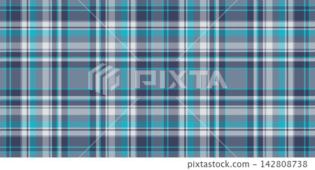 Italian plaid tartan textile, tape check seamless vector. Age background fabric texture pattern in blue and light slate gray colors. 142808738
