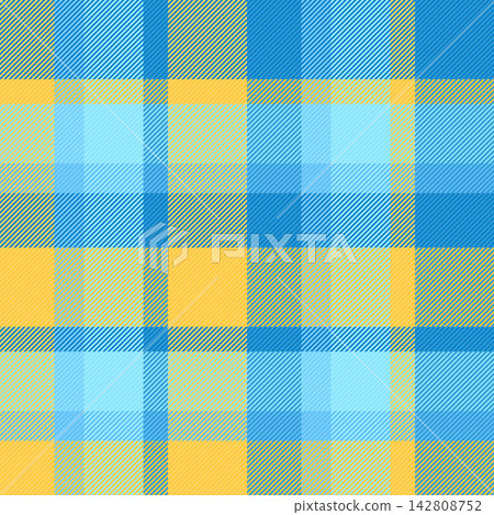 Relax texture textile seamless, classical background plaid check. Abstract pattern fabric vector tartan in cyan and amber colors. 142808752