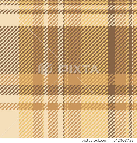 Window fabric plaid texture, tradition check tartan vector. Hippy seamless textile pattern background in orange and light colors. Window fabric plaid texture, tradition check tartan vector. Hippy seamless textile pattern background in orange and light colors. 142808755