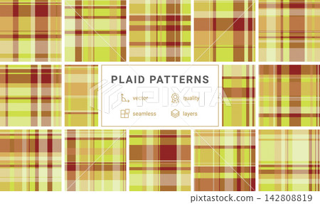 This vibrant autumn plaid pattern combines rich red, orange, and lime green hues. A seamless checkered texture perfect for cozy textiles, digital backdrops, and seasonal marketing visuals. This vibrant autumn plaid pattern combines rich red, orange, and lime green hues. A seamless checkered texture perfect for cozy textiles, digital backdrops, and seasonal marketing visuals. 142808819