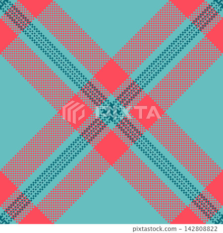 Furniture background texture pattern, micro textile check seamless. Detailed fabric plaid tartan vector in teal and red colors. Furniture background texture pattern, micro textile check seamless. Detailed fabric plaid tartan vector in teal and red colors. 142808822