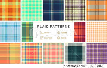 Plaid pack developed for branding refresh. Craft tartan designs add charm and creativity. Vector files support updates. Plaid pack developed for branding refresh. Craft tartan designs add charm and creativity. Vector files support updates. 142808828