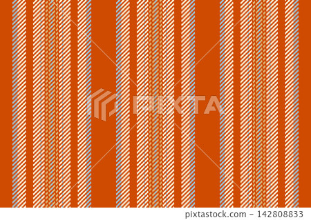 Deco stripe background textile, fall fabric vector seamless. Satin texture vertical lines pattern in orange and cornsilk colors. 142808833