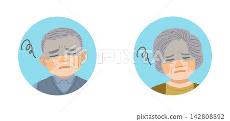 A set of facial expression icons for depressed elderly men and women. A set of facial expression icons for depressed elderly men and women. 142808892