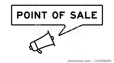 Megaphone icon with speech bubble in word point of sale on white background Megaphone icon with speech bubble in word point of sale on white background 142809084
