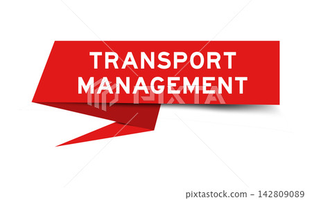 Red color speech banner with word transort management on white background 142809089