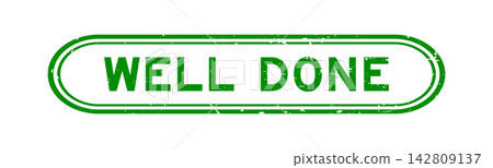 Grunge green well done word rubber seal stamp on white background 142809137