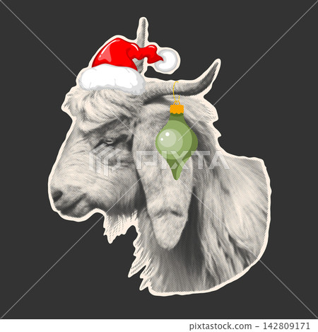 Halftone Goat Head Paper Cutout For New Year 2027 Halftone Goat Head Paper Cutout For New Year 2027 142809171