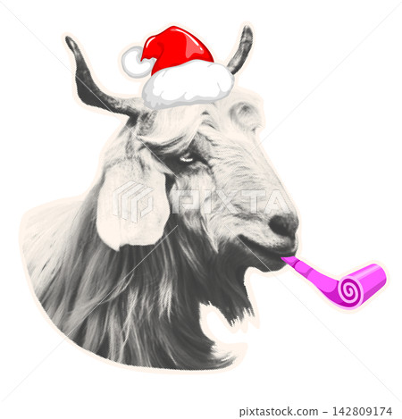 Halftone Goat Head Paper Cutout For New Year 2027 Halftone Goat Head Paper Cutout For New Year 2027 142809174