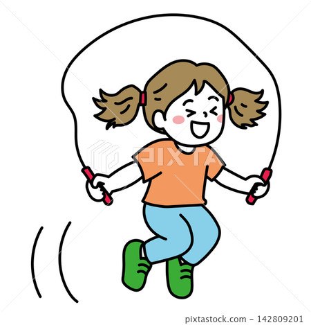 Illustration of a girl jumping rope 142809201