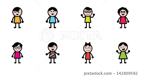 Set of funny cartoon vector people 142809592