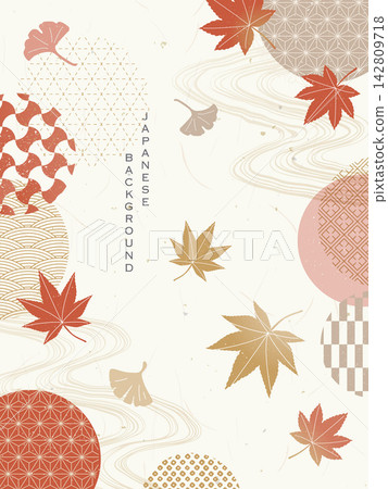 Autumn Japanese style background/Japanese pattern, autumn leaves and ginkgo Autumn Japanese style background/Japanese pattern, autumn leaves and ginkgo 142809718