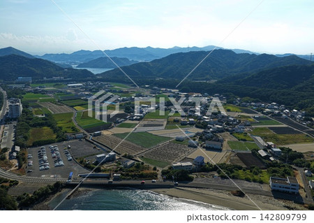 Aerial photograph capturing the coastline and bridges of Naruto City, Tokushima Prefecture. Aerial photograph capturing the coastline and bridges of Naruto City, Tokushima Prefecture. 142809799