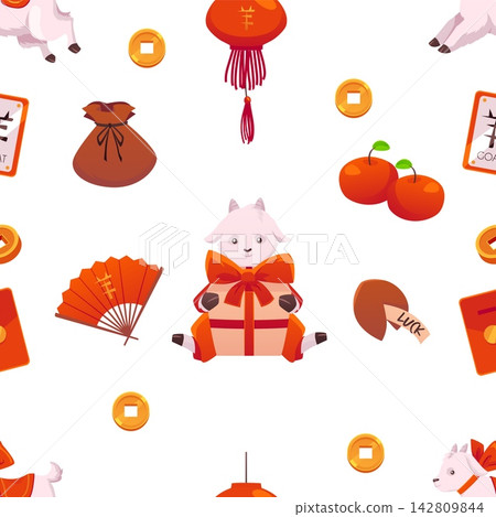 Chinese new year goat background pattern vector illustration 142809844