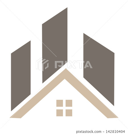 Modern House and City Buildings Real Estate Symbol Vector Modern House and City Buildings Real Estate Symbol Vector 142810404