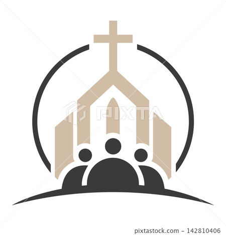 Christian Church Community and Cross Symbol Vector Christian Church Community and Cross Symbol Vector 142810406