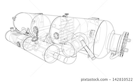 submarine wireframe illustration. Vector submarine wireframe illustration. Vector 142810522