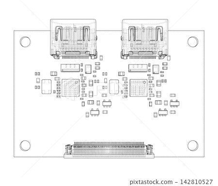 circuit board outline illustration. Vector circuit board outline illustration. Vector 142810527