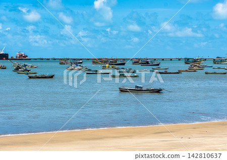 Fortaleza, Brazil- Nov 30, 2025: Traditional brazilian boats called Jangada in Fortaleza, Ceara, Brazil Fortaleza, Brazil- Nov 30, 2025: Traditional brazilian boats called Jangada in Fortaleza, Ceara, Brazil 142810637