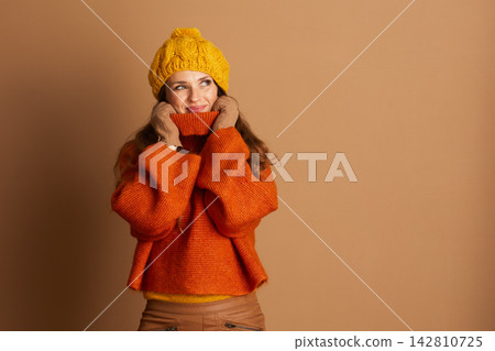 Cozy Autumn Warmth with Orange Turtleneck Cozy Autumn Warmth with Orange Turtleneck 142810725