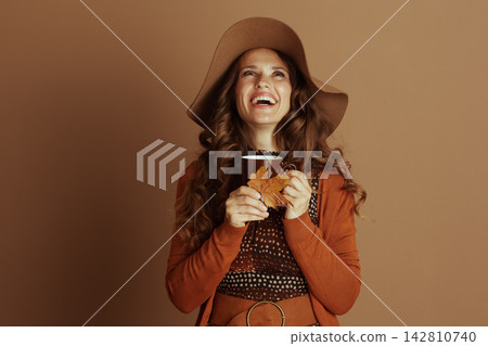 Joyful Woman, Upward Gaze, Fall Mug 142810740