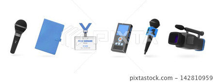Realistic multimedia 3D icons vector se, wireless dynamic microphone, music player, video camera broadcast sound devices Realistic multimedia 3D icons vector se, wireless dynamic microphone, music player, video camera broadcast sound devices 142810959