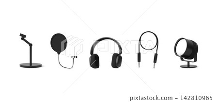 Microphone 3D realistic isolated podcast audio vector element Microphone 3D realistic isolated podcast audio vector element 142810965