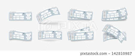 Airplane tickets, realistic boarding pass ticket gray white templates vector set, flight seat coupon traveling by airway Airplane tickets, realistic boarding pass ticket gray white templates vector set, flight seat coupon traveling by airway 142810987