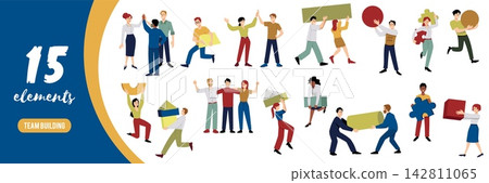 Team building vector character set for office collaboration 142811065